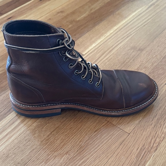 Oak Street Bootmakers Cap-Toe Trench Brown Leather Boots - Picture 7 of 9